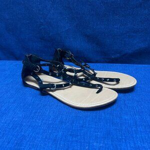 Size 9.5 Charlotte Russe Black & Chrome Spiked Studded Sandals